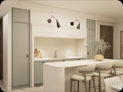 Royal Garden 213, visualisation of kitchen with bar seating